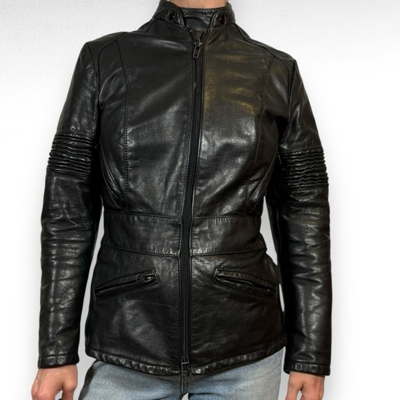 Vintage Jackets & Blazers - Vintage🖤Taurus Drospo Leather Biker Jacket Size XSmall Bikecore Motorbike Moto